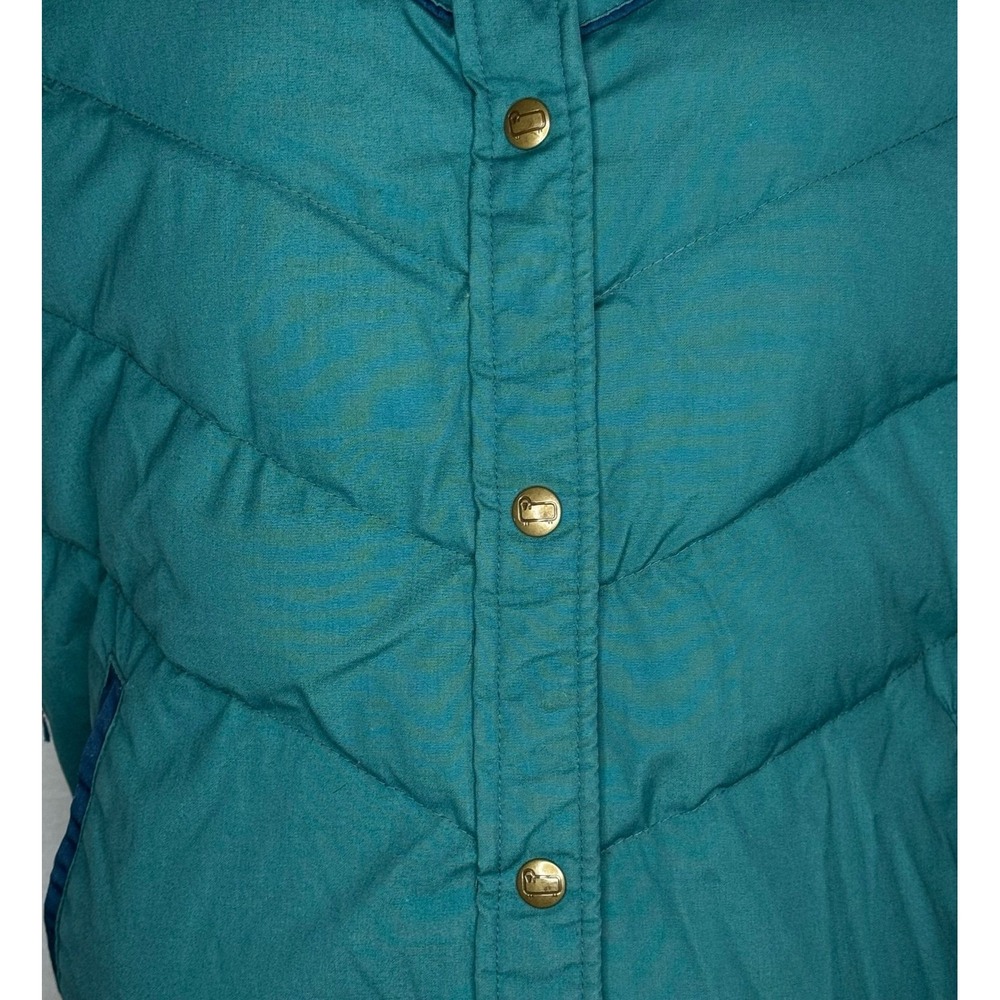 Vintage Woolrich Woman Down Puffer Vest Teal Sheep Logo Western Sz M Western EUC - Picture 5 of 11